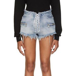 NWT Unravel Project Lace Up Shorts Light Stonewash
